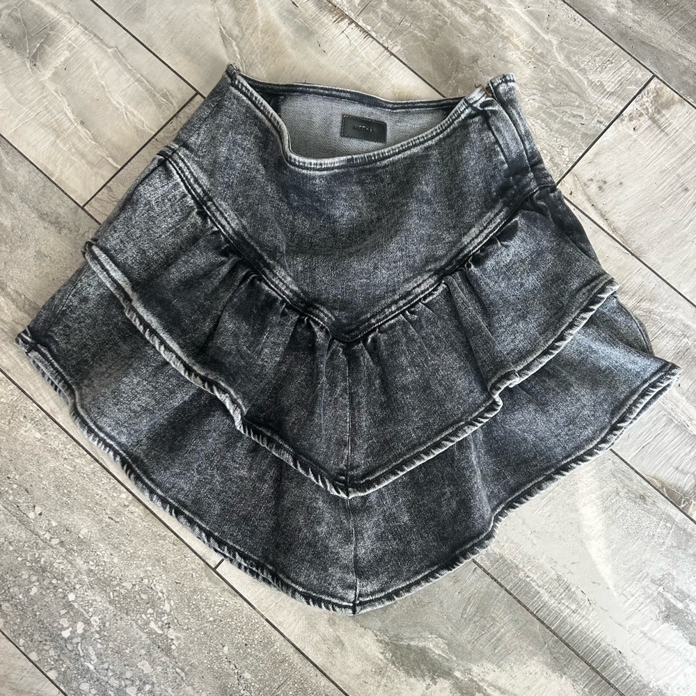 MOTHER BLACK DENIM RUFFLE SKIRT